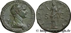 Roman coins TRAJANUS Type : As  Date : 113  Mint name / Town : Rome  Metal : copper  Diameter : 26  mm Orientation dies : 6  h. Weight : 12,71  g. Rarity : R1  Obverse legend : IMP CAES NERVAE TRAIANO