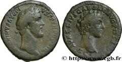 Roman coins ANTONINUS PIUS and MARCUS AURELIUS CAESAR Type : Sesterce  Date : 141  Mint name / Town : Rome  Metal : copper  Diameter : 34  mm Orientation dies : 12  h. Weight : 21,57  g. Rarity : R1  
