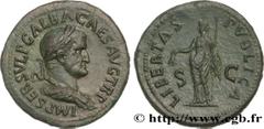 Roman coins GALBA Type : Sesterce  Date : août - septembre  Date : 68  Mint name / Town : Rome  Metal : copper  Diameter : 36  mm Orientation dies : 6  h. Weight : 23,85  g. Rarity : R2  Obverse legen