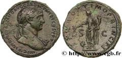 Roman coins TRAJANUS Type : Sesterce  Date : 107  Mint name / Town : Rome, Decennalia  Metal : bronze  Diameter : 33,5  mm Orientation dies : 6  h. Weight : 26,05  g. Obverse legend : IMP CAES NERVAE 