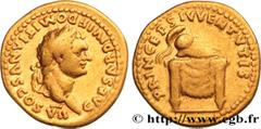 Roman coins DOMITIANUS Type : Aureus  Date : 80  Mint name / Town : Rome  Metal : gold  Millesimal fineness : 1000  ‰ Diameter : 19,5  mm Orientation dies : 6  h. Weight : 7,19  g. Rarity : R2  Obvers