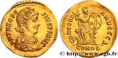Roman coins THEODOSIUS I Type : Solidus  Date : 388-392  Mint name / Town : Constantinople  Metal : gold  Millesimal fineness : 1000  ‰ Diameter : 21  mm Orientation dies : 6  h. Weight : 4,45  g. Rar