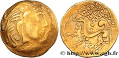 Celtic coins PARISII (Area of Paris) Type : Statère d'or, classe V  Date : c. 60-52 AC.  Mint name / Town : Paris (75)  Metal : gold  Diameter : 25,5  mm Orientation dies : 1  h. Weight : 6,86  g. Rar