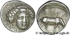 THESSALIE - LARISSA(400-344 avant J.-C.) Drachme N° v28_0041    Date : c. 350 AC. Nom de l'atelier : Larissa Métal : argent Diamètre : 20mm Axe des coins : 7h. Poids : 5,97g. Degré de rareté : R1 Etat