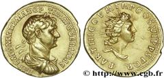 TRAJAN(27/10/97-8/08/117)Marcus Ulpius TraianusAuguste(25/01/98-8/08/117) Aureus N° v28_0171    Date : 117 Nom de l'atelier : Rome, Victoire Parthique Métal : or Diamètre : 19mm Axe des coins : 6h. Po