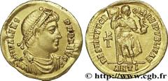 VALENS(28/03/364-9/08/378)Flavius Valens Solidus N° v28_0437    Date : 364 Nom de l'atelier : Syrie, Antioche Métal : or Diamètre : 21mm Axe des coins : 6h. Poids : 4,47g. Degré de rareté : R2 Etat de