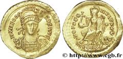 THEODOSE II(10/01/402-28/07/450)Flavius Theodosius Solidus N° v28_0455    Date : 431-432 Nom de l'atelier : Constantinople Métal : or Diamètre : 20,5mm Axe des coins : 6h. Poids : 4,41g. Degré de rare