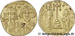 CONSTANS II, CONSTANTIN IV, HERACLIUS et TIBERE(2/08/659-15/07/668) Solidus N° v28_0477    Date : 661-663 Nom de l'atelier : Constantinople Métal : or Diamètre : 18,5mm Axe des coins : 6h. Poids : 4,2