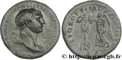 TRAJAN(27/10/97-8/08/117)Marcus Ulpius TraianusAuguste(25/01/98-8/08/117) Sesterce, (GB, ئ 34) N° v29_0168    Date : 107 Nom de l'atelier : Rome Métal : bronze Diamètre : 34mm Axe des coins : 5h. Poid