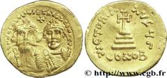 HERACLIUS et HERACLIUS CONSTANTIN(22/01/613-4/07/638) Solidus N° v29_0537    Date : 629-631 Nom de l'atelier : Constantinople Métal : or Diamètre : 20mm Axe des coins : 6h. Poids : 4,41g. Degré de rar