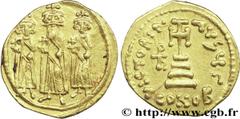 HERACLIUS, HERACLIUS CONSTANTIN et HERACLONAS(4/07/638-11/01/641) Solidus N° v29_0539    Date : 639-640 Nom de l'atelier : Constantinople Métal : or Diamètre : 20,5mm Axe des coins : 6h. Poids : 4,42g