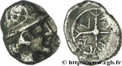 MASSALIA - MARSEILLE(474-410 avant J.-C.) Litra à la tête casquée MASSA N° v29_0553    Date : c. 450-410 AC. Métal : argent Diamètre : 9,8mm Poids : 0,87g. Degré de rareté : R3 Etat de conservation : 