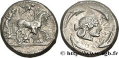 Greek Coins SICILY - SYRACUSE Type : Tétradrachme Date : c. 480-475 AC. Mint name / Town : Syracuse, Sicile Metal : silver Diameter : 24 mm Orientation dies : 9 h. Weight : 17,37 g. Rarity : R2 Obvers