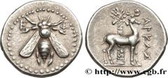 Greek Coins IONIA - EPHESUS Type : Drachme Date : c. 202-133 AC Mint name / Town : Éphèse, Ionie Metal : silver Diameter : 19,5 mm Orientation dies : 12 h. Weight : 4,21 g. Rarity : R1 Obverse descrip