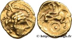 Celtic Coins VENETI (Area of Vannes) Type : Quart de statère d’or “de Ploërmel”, à la rouelle à huit rayons Date : IIe siècle avant J.-C. Mint name / Town : Vannes (56) Metal : gold Diameter : 12,5 mm