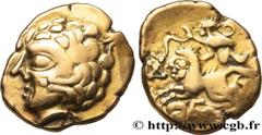 Celtic Coins GALLIA - AULERCI CENOMANI (Area of Le Mans) Type : Statère d'or au cheval androcéphale et au personnage allongé, aux deux armes Date : c. 80-50 AC. Mint name / Town : Le Mans (72) Metal :