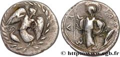 Greek Coins SICILY - KAMARINA Type : Litra Date : c. 461 - 440/435 AC. Mint name / Town : Camarina, Sicile Metal : silver Diameter : 12,5 mm Orientation dies : 12 h. Weight : 0,93 g. Rarity : R3 Obver