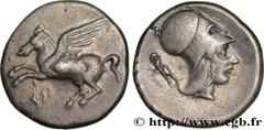 Greek Coins CORINTHIA - CORINTH Type : Statère Date : c. 365 AC. Mint name / Town : Corinthe, Corinthie Metal : silver Diameter : 21,5 mm Orientation dies : 9 h. Weight : 8,28 g. Rarity : R3 Obverse l