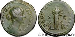 Roman coins FAUSTINA MINOR Type : Sesterce Date : 161 - 176 Mint name / Town : Rome Metal : bronze Diameter : 32 mm Orientation dies : 6 h. Weight : 24,49 g. Rarity : R1 Obverse legend : FAVSTINA - AV
