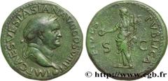 Roman coins VESPASIAN Type : Dupondius  Date : 77-78  Mint name / Town : Lyon  Metal : copper  Diameter : 28  mm Orientation dies : 6  h. Weight : 11,48  g. Rarity : R1  Obverse legend : IMP CAES VESP