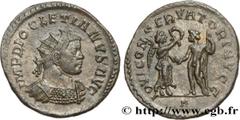 Roman coins DIOCLETIAN Type : Aurelianus  Date : printemps 290 - 291  Mint name / Town : Lyon  Metal : billon  Millesimal fineness : 50  ‰ Diameter : 23  mm Orientation dies : 1  h. Weight : 4,41  g. 