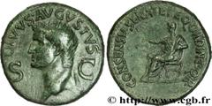 AUGUSTE(+19 août 14)Restitution de Caligula Dupondius, (MB, ئ 30) N° v31_0144    Date : 37-41 Nom de l'atelier : Rome Métal : cuivre Diamètre : 30mm Axe des coins : 6h. Poids : 14,31g. Degré de rareté