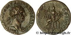 TRAJAN(27/10/97-8/08/117)Marcus Ulpius TraianusAuguste(25/01/98-8/08/117) Dupondius, (MB, ئ 27) N° v31_0230    Date : 99 Nom de l'atelier : Rome Métal : cuivre Diamètre : 27mm Axe des coins : 6h. Poid