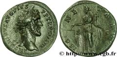 ANTONIN LE PIEUX(25/02/138-7/03/161)Titus Aurelius Fulvus Boionius Arrius AntoninusAuguste(10/07/138-7/03/161) Sesterce, (GB, ئ 33) N° v31_0267    Date : 144 Nom de l'atelier : Rome Métal : cuivre Dia