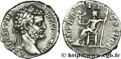 SEPTIME SEVERE(13/04/193-4/02/211)Lucius Septimius Severus Denier N° v31_0322    Date : 194 Nom de l'atelier : Rome Métal : argent Diamètre : 17,50mm Axe des coins : 12h. Poids : 3,48g. Degré de raret