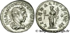 ELAGABAL(16/05/218-12/03/222)Marcus Aurelius Antoninus Denier N° v31_0359    Date : 221 Nom de l'atelier : Rome Métal : argent Diamètre : 17,5mm Axe des coins : 12h. Poids : 3,57g. Degré de rareté : R