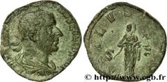 TREBONIEN GALLE(06/251-06/253)Caius Vibius Trebonianus Gallus Sesterce, (GB, ئ 27) N° v31_0439    Date : 253 Nom de l'atelier : Rome Métal : cuivre Diamètre : 27mm Axe des coins : 7h. Poids : 16,16g. 