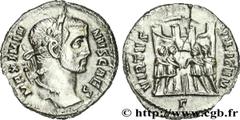 GALERE(1/03/293-5/05/311)Galerius Valerius MaximianusCésar(1/03/293-1/05/305) Argenteus N° v31_0580    Date : 295-297 Nom de l'atelier : Rome Métal : argent Diamètre : 18mm Axe des coins : 12h. Poids 