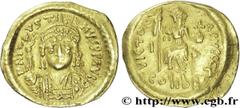 JUSTIN II(15/11/565-5/10/578) Solidus N° v31_0707    Date : 566-578 Nom de l'atelier : Constantinople Métal : or Diamètre : 18,5mm Axe des coins : 6h. Poids : 4,16g. Degré de rareté : R2 Etat de conse