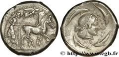 Greek Coins SICILY - SYRACUSE Type : Tétradrachme Date : c. 475-470 AC. Mint name / Town : Syracuse, Sicile Metal : silver Diameter : 25,5 mm Orientation dies : 9 h. Weight : 17,56 g. Rarity : R2 Obve
