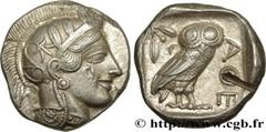 Greek Coins ATTICA - ATHENS Type : Tétradrachme Date : c. 430 AC. Mint name / Town : Athènes Metal : silver Diameter : 26 mm Orientation dies : 6 h. Weight : 17,20 g. Obverse legend : Anépigraphe Obve