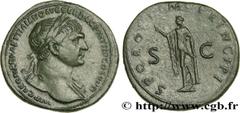 Roman coins TRAJANUS Type : Sesterce Date : decennalia Date : 107 Mint name / Town : Rome Metal : copper Diameter : 33 mm Orientation dies : 6 h. Weight : 24,84 g. Officine : 1re Obverse legend : IMP 