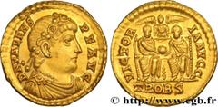 Roman coins VALENS Type : Solidus Date : 373-375 Mint name / Town : Trèves Metal : gold Diameter : 20,5 mm Orientation dies : 6 h. Weight : 4,48 g. Rarity : R2 Officine : 2e Obverse legend : D N VALEN