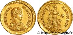 Roman coins VALENTINIAN II Type : Solidus Date : 383-385 Mint name / Town : Constantinople Metal : gold Diameter : 21 mm Orientation dies : 12 h. Weight : 4,42 g. Rarity : R2 Officine : 8e Obverse leg