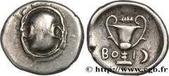 Greek Coins BEOTIA - THEBES Type : Hemidrachme ou quart de statère Date : c. 395-340 Mint name / Town : Thèbes, Béotie Metal : silver Diameter : 14 mm Orientation dies : 6 h. Weight : 2,69 g. Obverse 