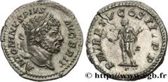 Roman coins CARACALLA Type : Denier Date : 212 Mint name / Town : Rome Metal : silver Millesimal fineness : 550 ‰ Diameter : 19,5 mm Orientation dies : 6 h. Weight : 3,34 g. Officine : 2e Obverse lege