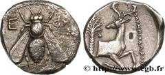 Greek Coins IONIA - EPHESUS Type : Tétradrachme  Date : c. 350-340 AC.  Mint name / Town : Éphèse, Ionie  Metal : silver  Diameter : 24  mm Orientation dies : 12  h. Weight : 14,61  g. Rarity : R2  Ob