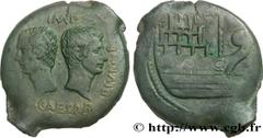 Roman coins GALLIA - VIENNA - VIENNE - JULIUS CAESAR and OCTAVIAN Type : Dupondius à la galère  Date : 36 AC.  Mint name / Town : Vienne, Gaule  Metal : bronze  Diameter : 30,5  mm Orientation dies : 