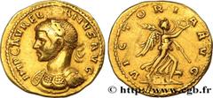 Roman coins AURELIAN Type : Aureus  Date : Printemps - été 273  Mint name / Town : Tripolis  Metal : gold  Millesimal fineness : 50  ‰ Diameter : 20  mm Orientation dies : 6  h. Weight : 5,41  g. Rari