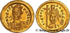 Roman coins LEO I Type : Solidus  Date : 462-466  Mint name / Town : Constantinople  Metal : gold  Millesimal fineness : 1000  ‰ Diameter : 20  mm Orientation dies : 6  h. Weight : 4,46  g. Officine :