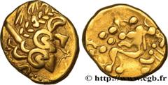 Celtic coins AMBIANI (Area of Amiens) Type : Statère d'or biface au flan court  Date : c. 80-50 AC.  Mint name / Town : Amiens (80)  Metal : gold  Diameter : 19  mm Orientation dies : 3  h. Weight : 6