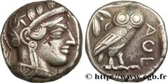 Greek Coins ATTICA - ATHENS Type : Tétradrachme  Date : c. 430 AC.  Mint name / Town : Athènes  Metal : silver  Diameter : 24  mm Orientation dies : 6  h. Weight : 17,16  g. Obverse legend : Anépigrap