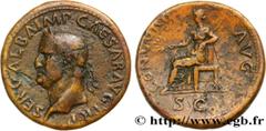 Roman coins GALBA Type : Sesterce  Date : octobre  Date : 68  Mint name / Town : Rome  Metal : copper  Diameter : 34  mm Orientation dies : 7  h. Weight : 26,10  g. Rarity : R2  Obverse legend : SER. 