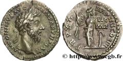 Roman coins MARCUS AURELIUS Type : Denier  Date : août - décembre  Date : 166  Mint name / Town : Rome  Metal : silver  Millesimal fineness : 800  ‰ Diameter : 19,5  mm Orientation dies : 6  h. Weight