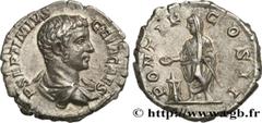 Roman coins GETA Type : Denier  Date : 208  Mint name / Town : Rome  Metal : silver  Millesimal fineness : 550  ‰ Diameter : 18,5  mm Orientation dies : 6  h. Weight : 3,27  g. Rarity : R1  Officine :