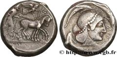 Greek Coins SICILY - SYRACUSE Type : Tétradrachme  Date : c. 480-475 AC.  Mint name / Town : Syracuse, Sicile  Metal : silver  Diameter : 24  mm Orientation dies : 10  h. Weight : 17,19  g. Rarity : R